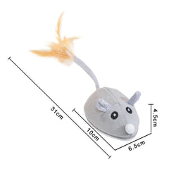 Electric Mouse Pet Cat Toy USB Rechargeable Flocking Mouse Cat Feather Cat Stick