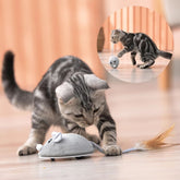 Electric Mouse Pet Cat Toy USB Rechargeable Flocking Mouse Cat Feather Cat Stick